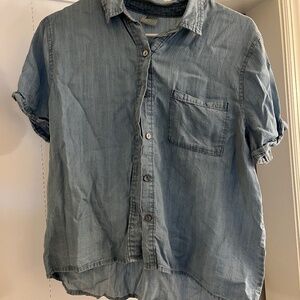 Boxy cropped women’s denim button down shirt